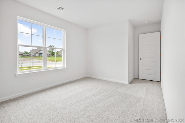 spare room featuring light carpet