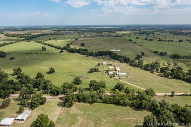 birds eye view of property featuring a rural view