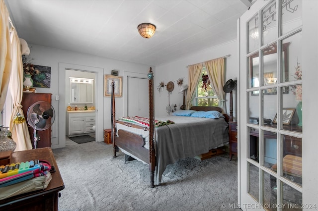 bedroom featuring carpet floors and ensuite bathroom