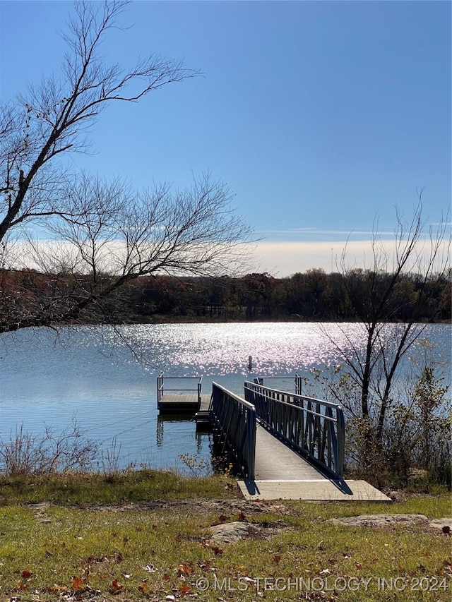 view of dock featuring a water view