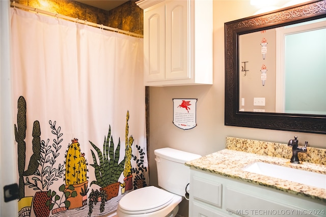 bathroom featuring large vanity and toilet