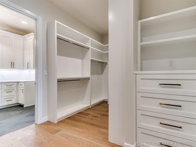 spacious closet featuring light wood-type flooring