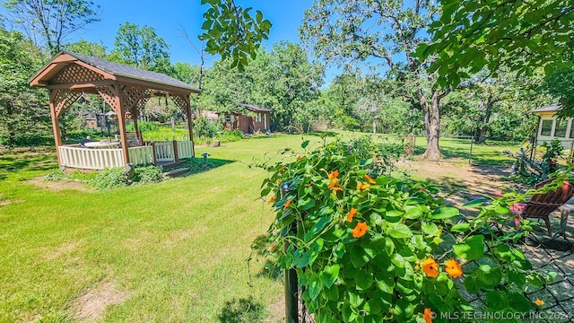 view of yard with a gazebo