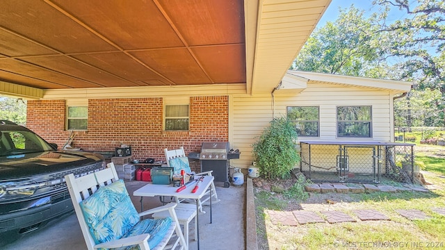 view of patio / terrace with a grill