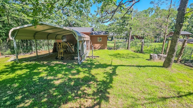 view of yard featuring a carport