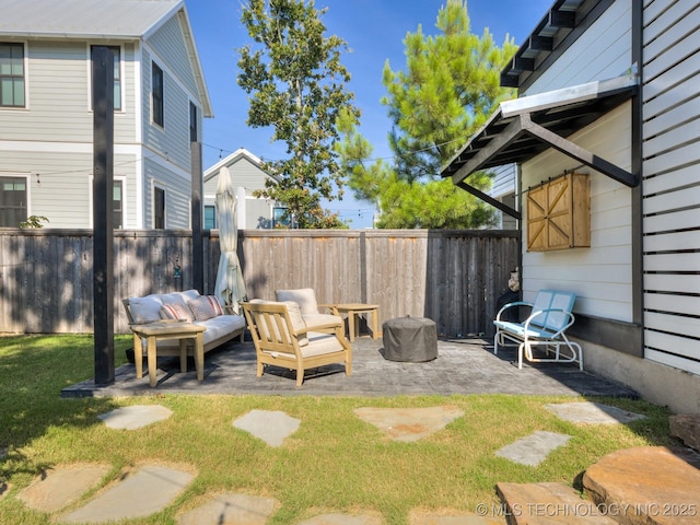 75 Lower Green Way, Carlton Landing, OK 74432 - view of yard featuring a patio and an outdoor hangout area