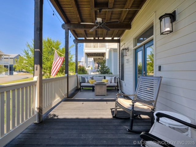 75 Lower Green Way, Carlton Landing, OK 74432 - deck featuring outdoor lounge area and a ceiling fan