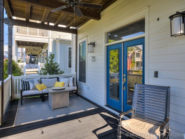 75 Lower Green Way, Carlton Landing, OK 74432 - wooden terrace featuring ceiling fan