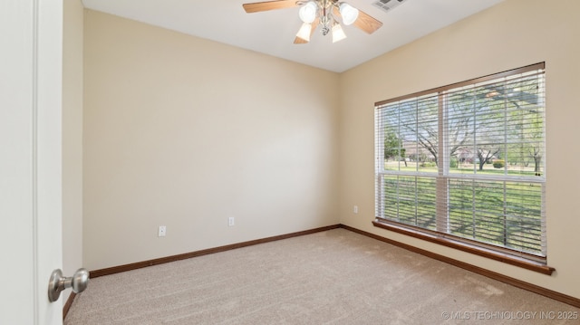 1805 College Park Rd, Claremore, OK 74017 - carpeted empty room featuring a ceiling fan and baseboards