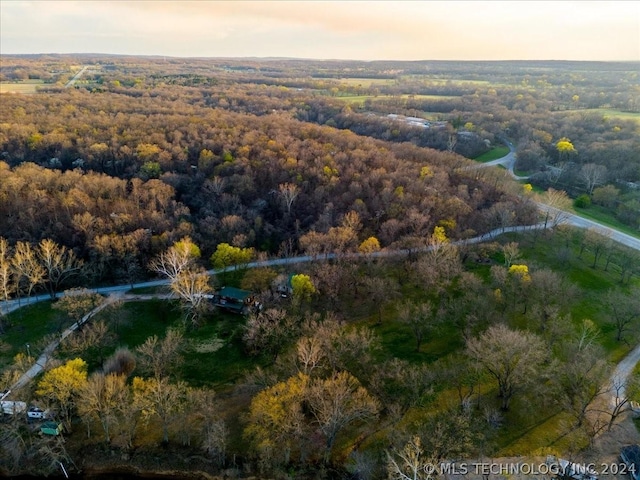 view of aerial view at dusk