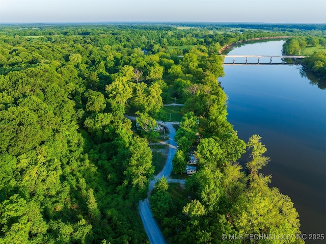 9596 N 447th Rd, Spavinaw, OK 74366 - bird's eye view of a nearby body of water and a heavily wooded area