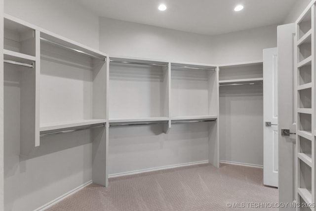 walk in closet with carpet floors
