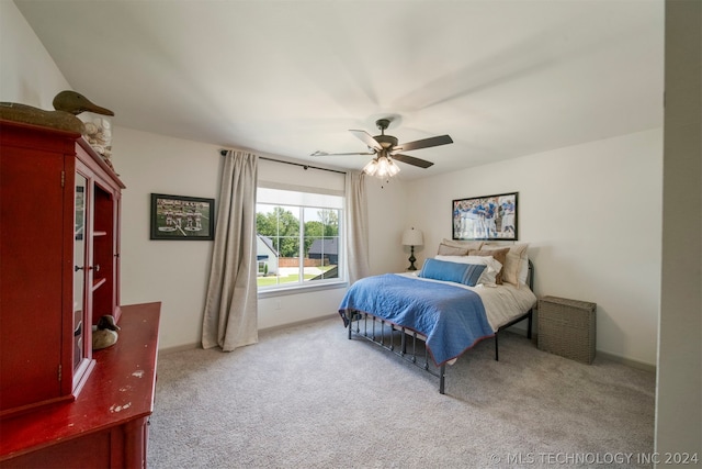 bedroom with carpet and ceiling fan