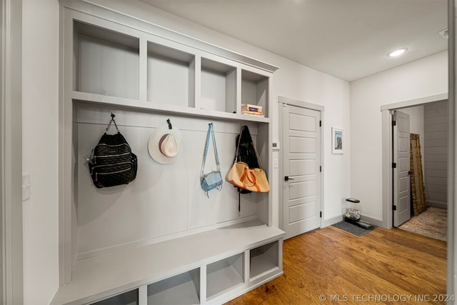 mudroom featuring light hardwood / wood-style flooring