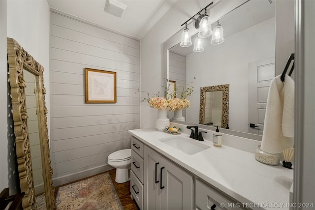 bathroom with toilet and oversized vanity