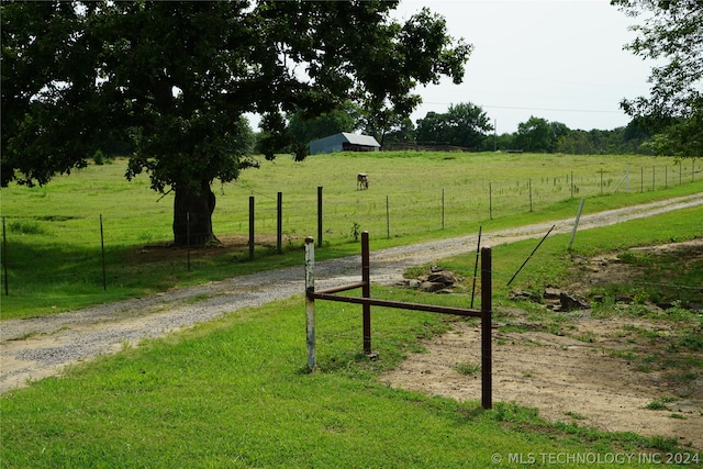 view of road with a rural view