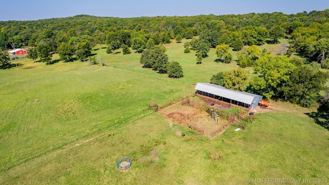 aerial view featuring a rural view