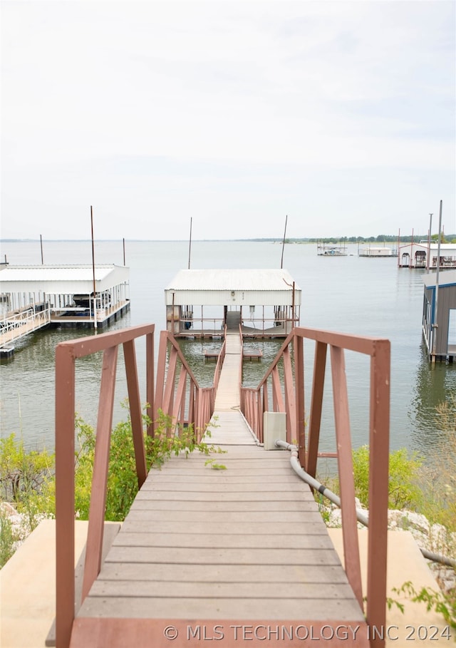 view of dock featuring a water view