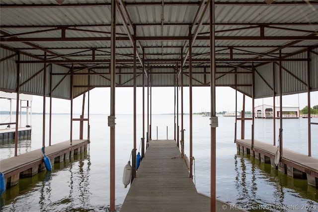 view of dock featuring a water view