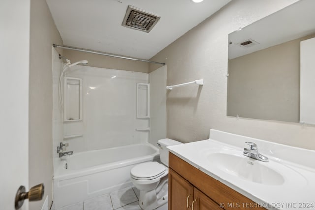 full bathroom featuring tile patterned flooring, vanity, shower / bathing tub combination, and toilet