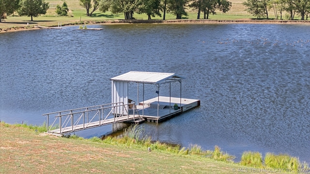 view of dock featuring a water view