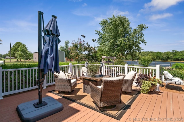 deck with an outdoor living space