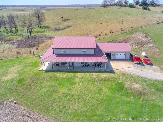 bird's eye view with a rural view