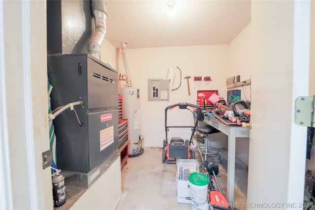 utilities featuring electric panel and water heater