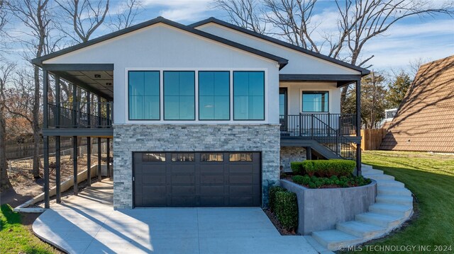 contemporary home featuring a garage