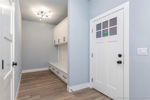 mudroom featuring light wood-type flooring