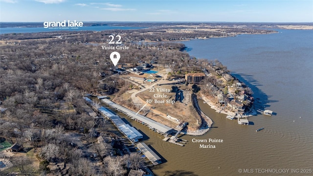 22 Vinita Cir, Monkey Island, OK 74331 - aerial view of property and surrounding area featuring a large body of water