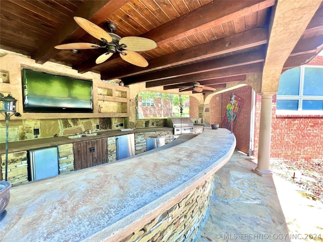 view of patio / terrace with area for grilling, grilling area, and sink