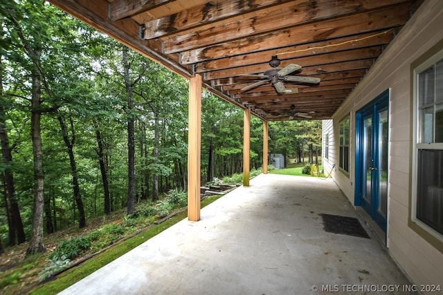 view of patio with ceiling fan