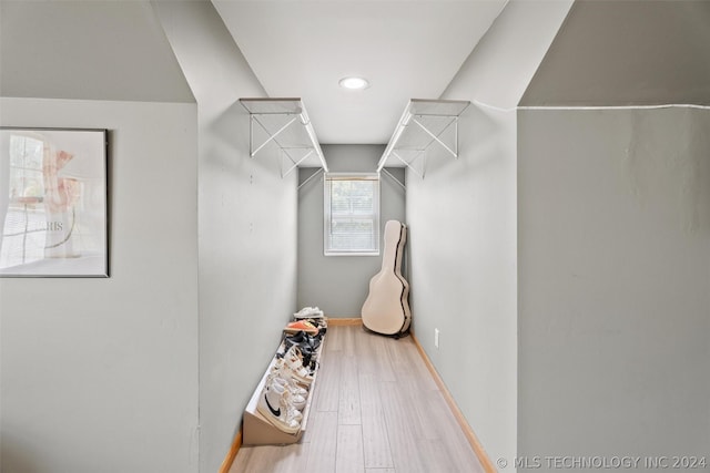 walk in closet featuring hardwood / wood-style floors