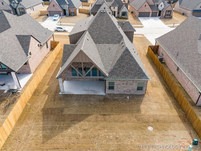 aerial view with a residential view