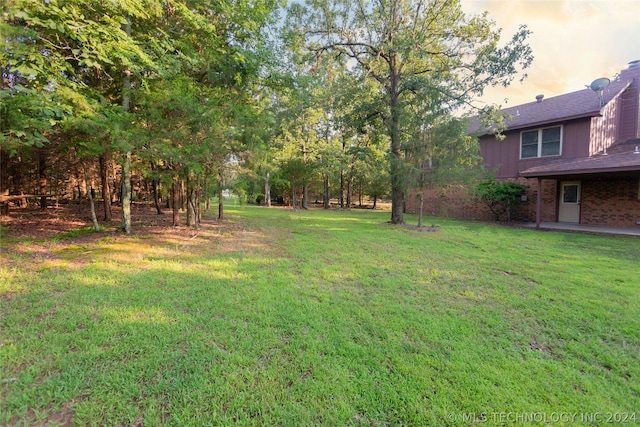 view of yard at dusk