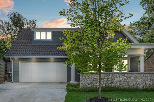 view of front of house with a garage