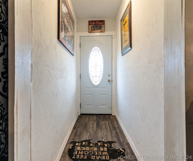 entryway with dark wood-type flooring