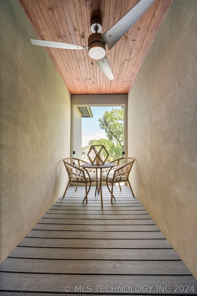 exterior space featuring wooden ceiling