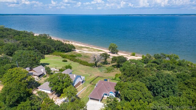 bird's eye view featuring a water view