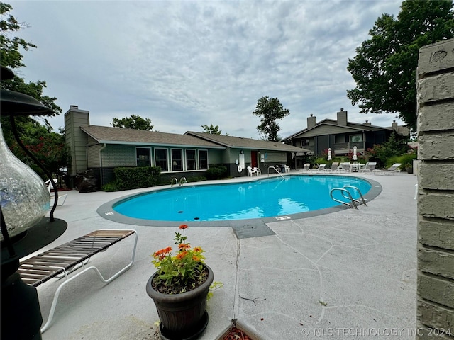 view of swimming pool with a patio area