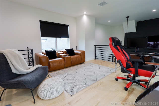 office featuring light wood-type flooring