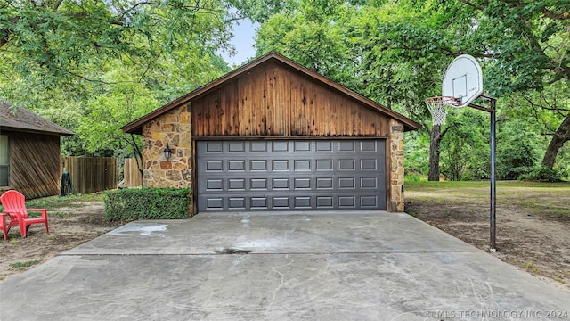 view of garage