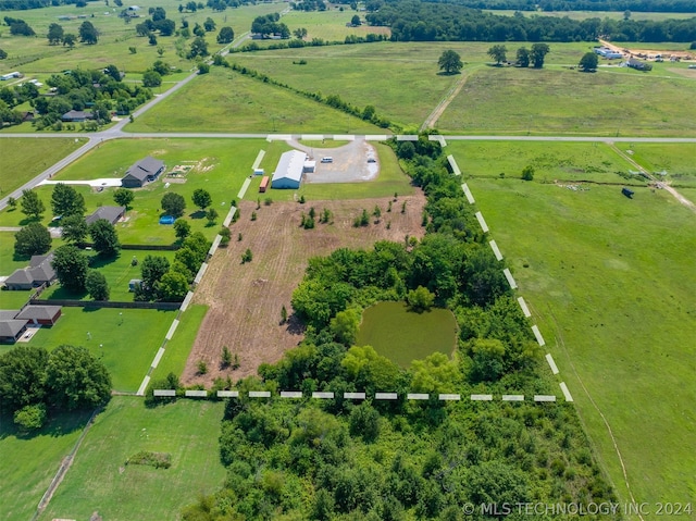 birds eye view of property featuring a rural view and a water view