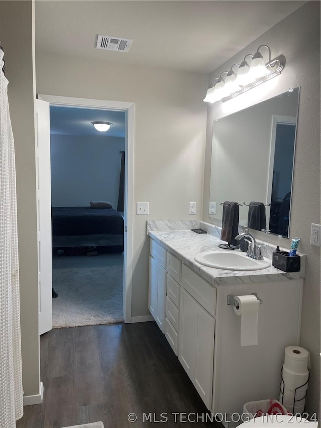 bathroom featuring wood-type flooring and vanity