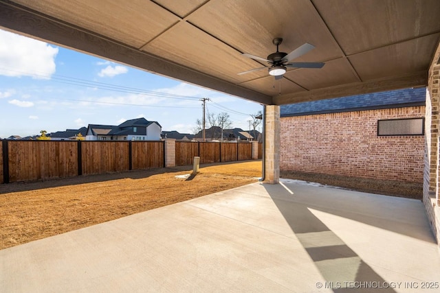 view of patio with ceiling fan