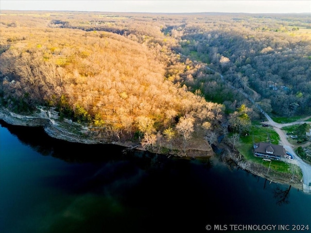 9212 N 447th Rd, Spavinaw, OK 74366 - bird's eye view with a water view and a view of trees