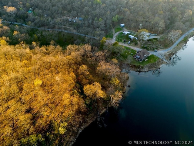 9212 N 447th Rd, Spavinaw, OK 74366 - bird's eye view featuring a water view and a wooded view