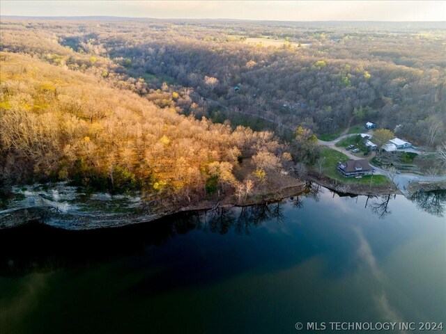 9212 N 447th Rd, Spavinaw, OK 74366 - aerial view featuring a water view and a forest view