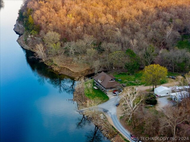 9212 N 447th Rd, Spavinaw, OK 74366 - drone / aerial view featuring a water view